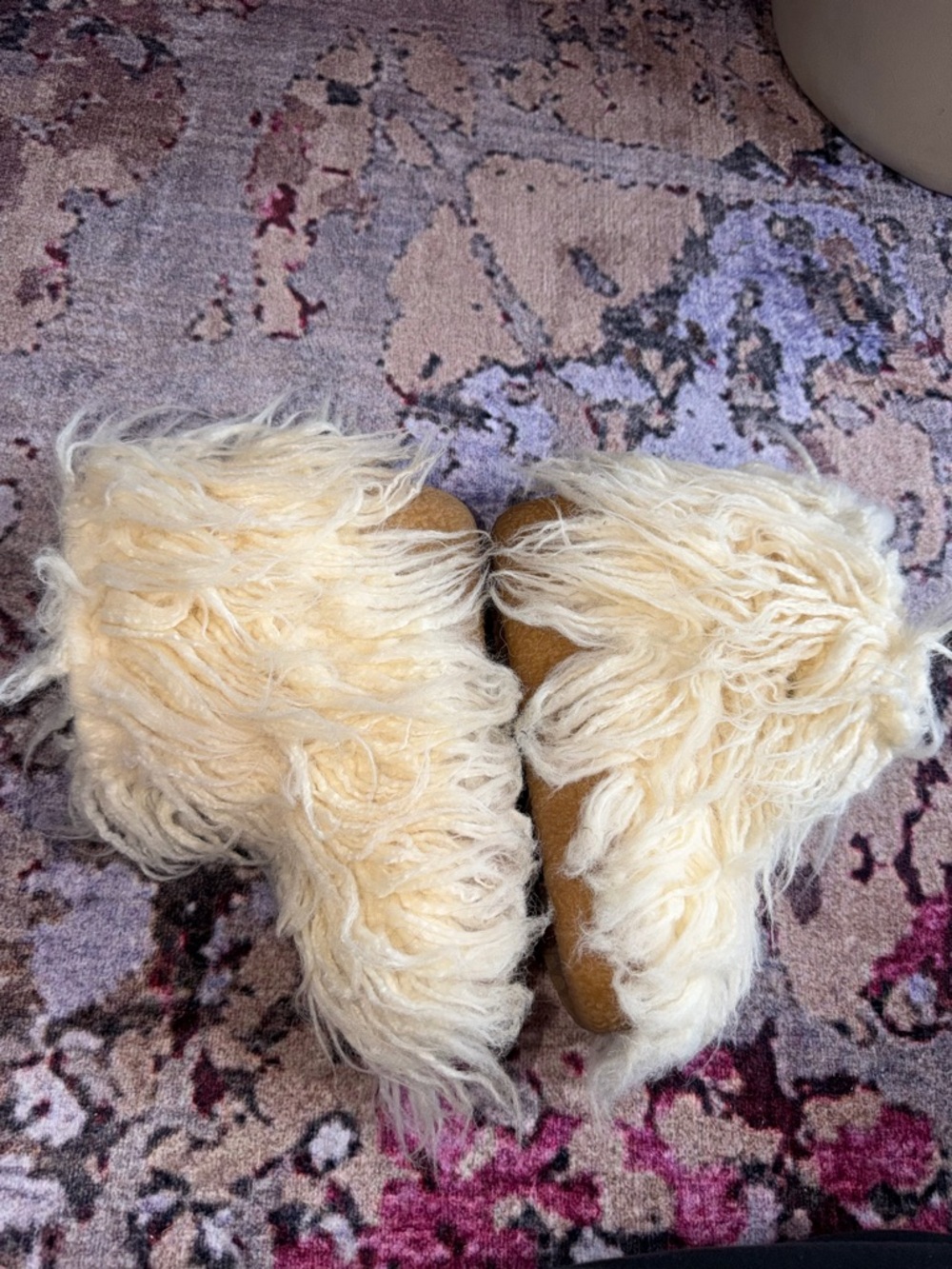 Jeffrey Campbell Cream Faux Fur Fluffy Mid Calf Boots Size 7.5 - Picture 5 of 7